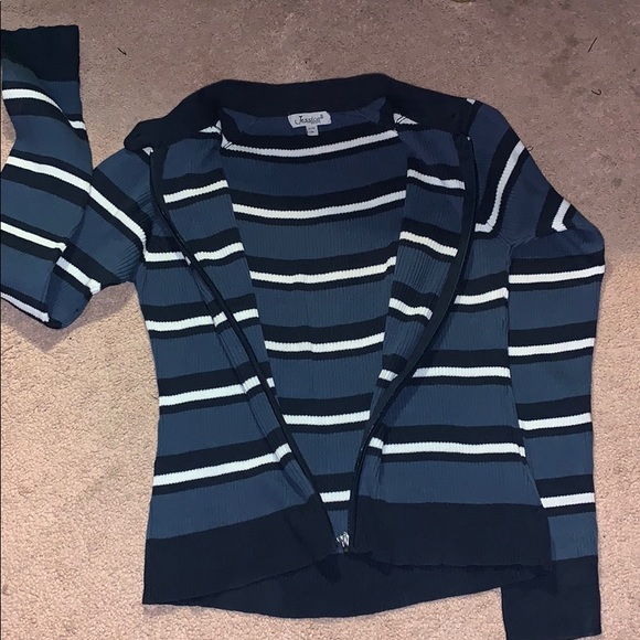 sweater blue,dark blue and white, with zipper - Picture 4 of 13